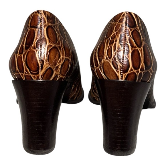 Vintage 90s/Y2K Franco Sarto Square Toe Snake Skin Leather Block Heels Women’s 9 - Picture 8 of 12